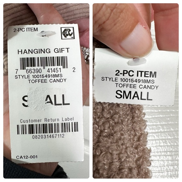 NWT Jenni Intimates Fuzzy Knit Cozy Crewneck & Jogger Set in Toffee Women’s S - Picture 9 of 10